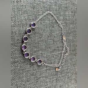 S925 Sterling Silver  Bracelet  Anklet amythest Rhinestone New